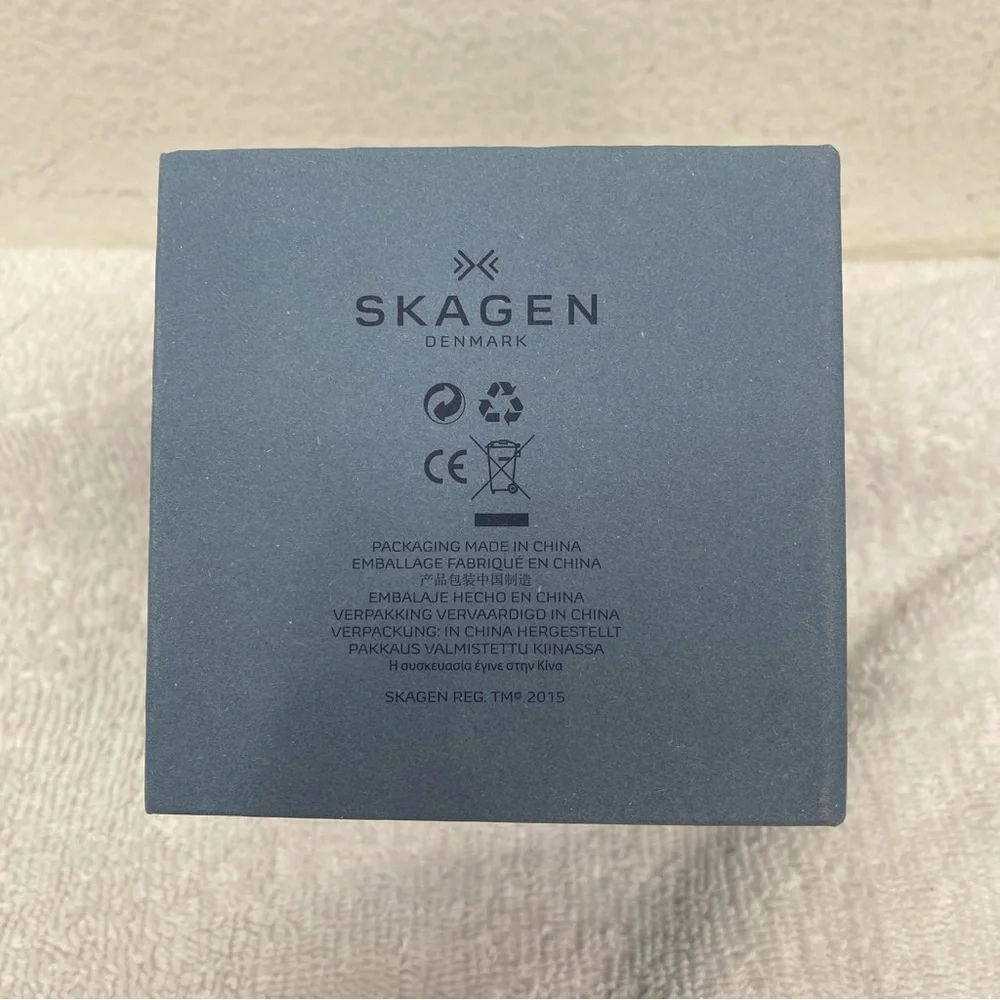 Skagen Men's Cognac Leather Ancher Gray Stainless Steel Adjustable Watch Classic
